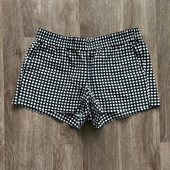J.Crew Linen Blend Boardwalk Shorts Black & White Polka Dot Size 6 - Picture 1 of 4